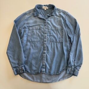 Anthropologie-Cloth & Stone- Chambray-Button Down-Long Sleeve-Size S